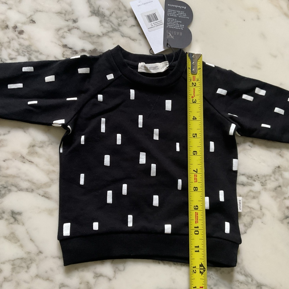 NWT Miles Basic Play Block Print on Black Crew Neck Sweater - Baby Sz 3M - Picture 4 of 6